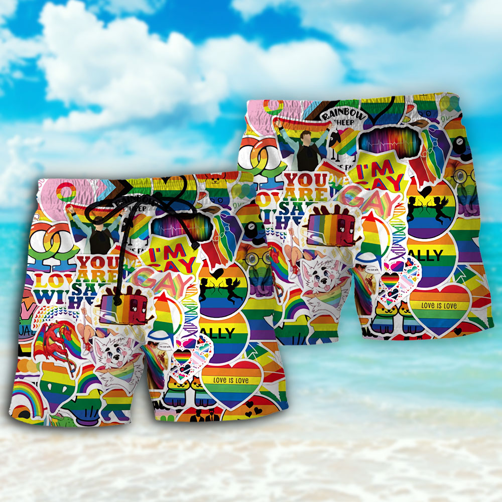 LGBT Rainbow Pride Bold Identity Art – Beach Short
