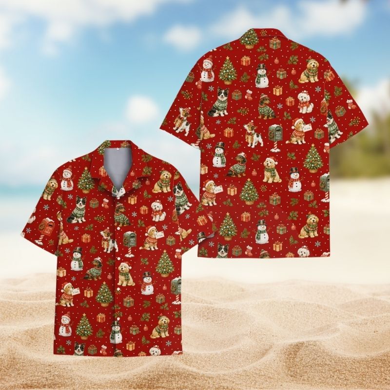 Red Christmas Dog Snowman Holiday Party – Hawaiian Shirt