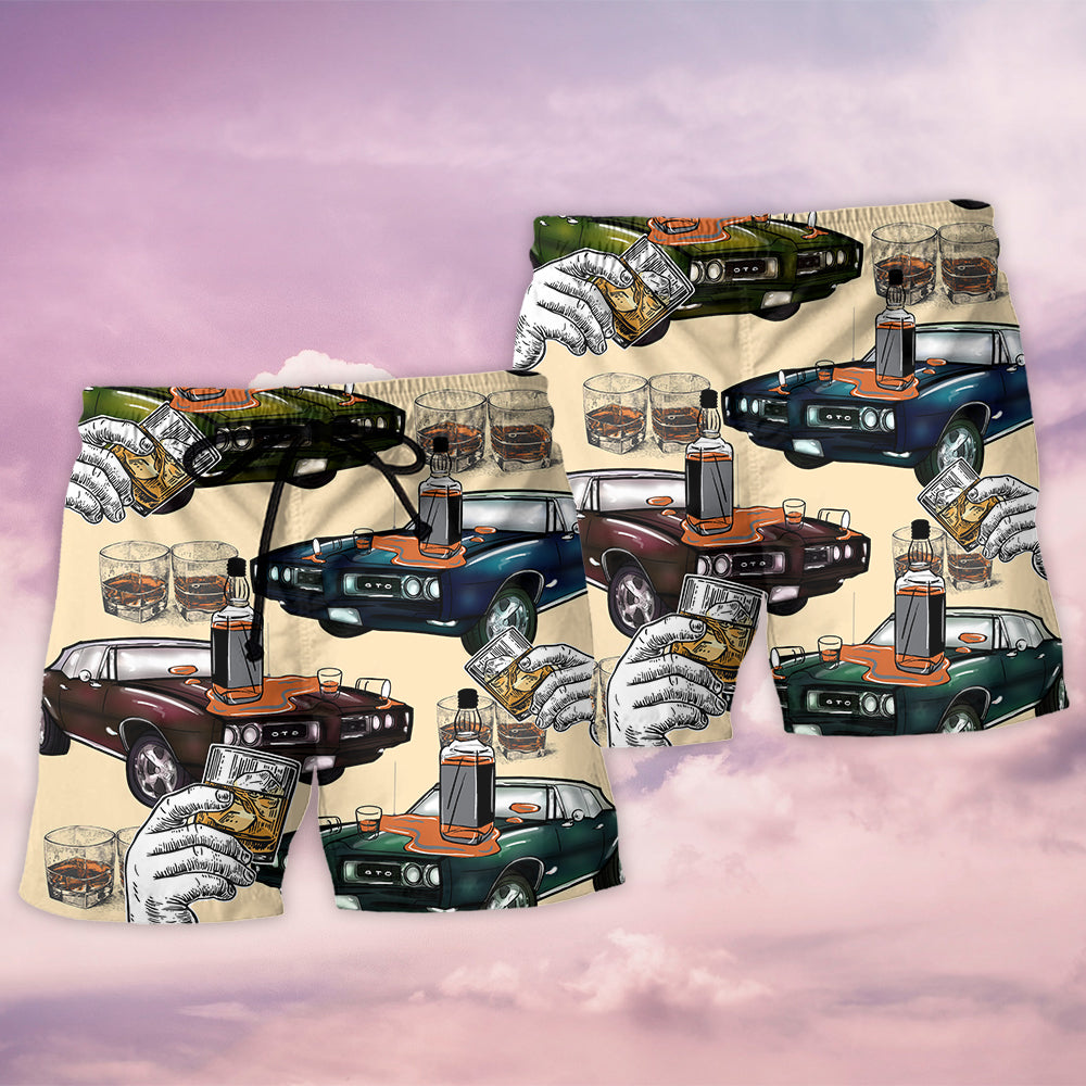 Car Muscle Car And Whiskey - Beach Short - Owls Matrix LTD