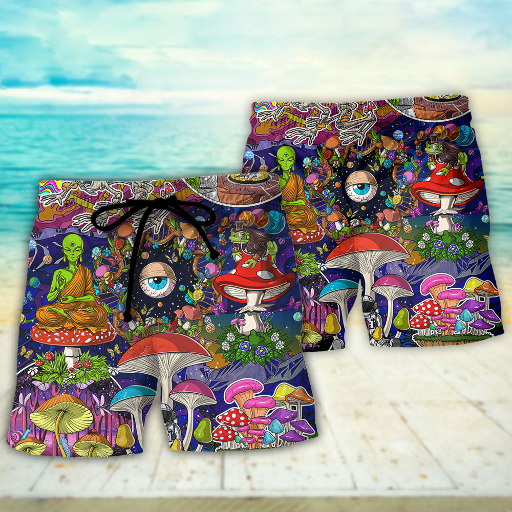 Hippie Mushroom Alien Colorful Art – Beach Short