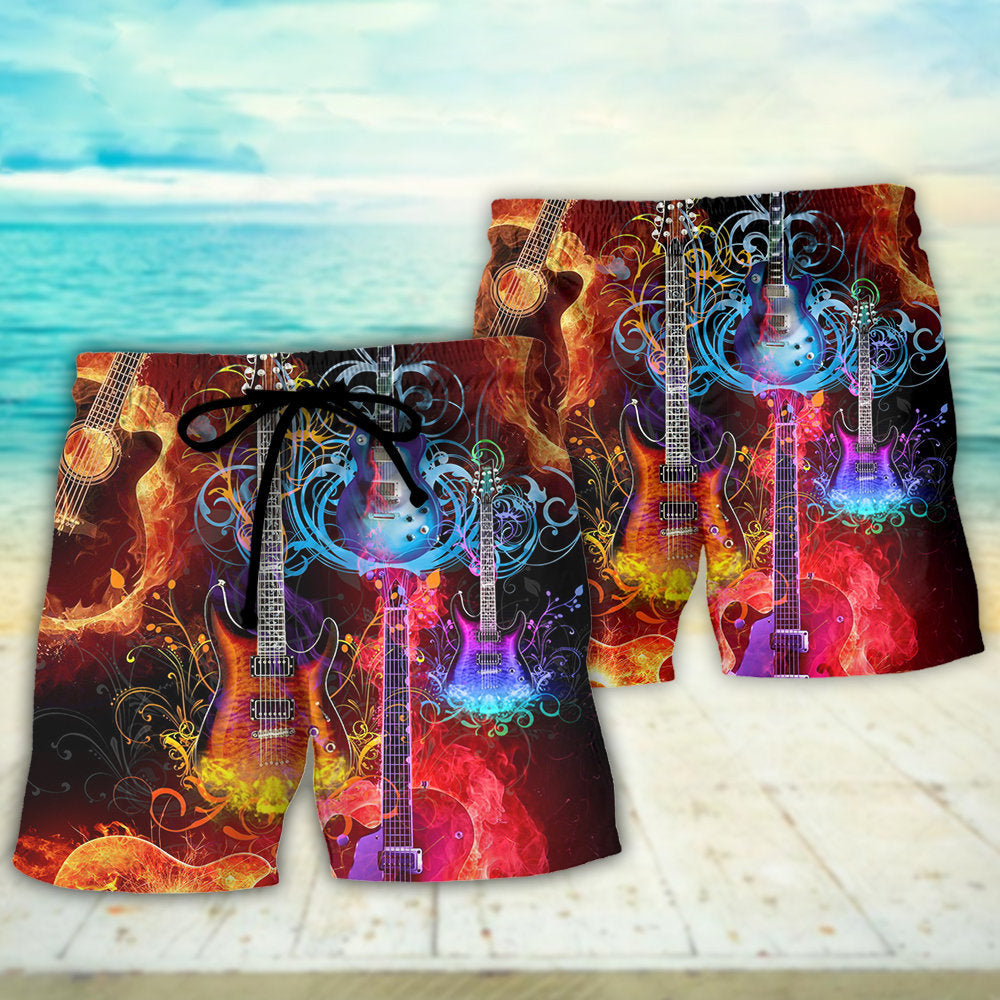 Colorful Acoustic Guitar Music Lover – Beach Short