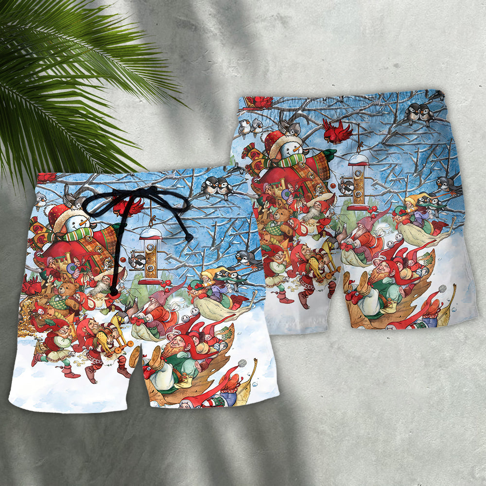 Christmas Gnome Winter Playful Art – Beach Short