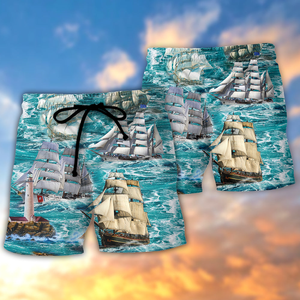 Sailing Clouds And Sea Dream Art – Beach Short