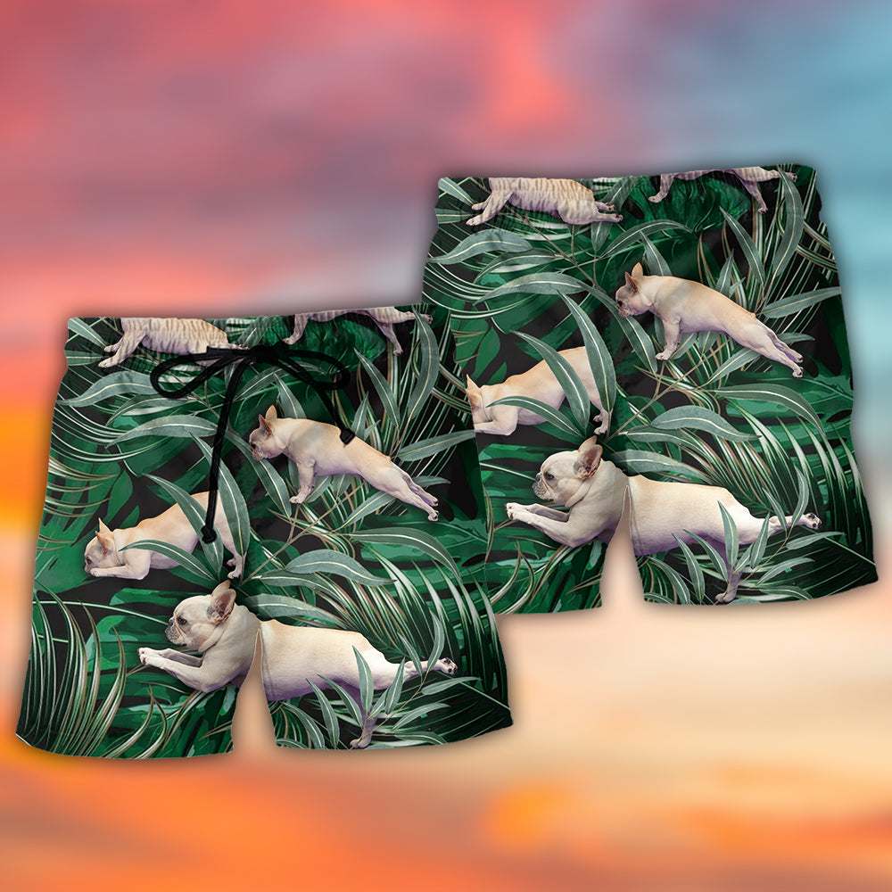 Bulldog Yoga Pose Tropical - Beach Short - Owls Matrix LTD