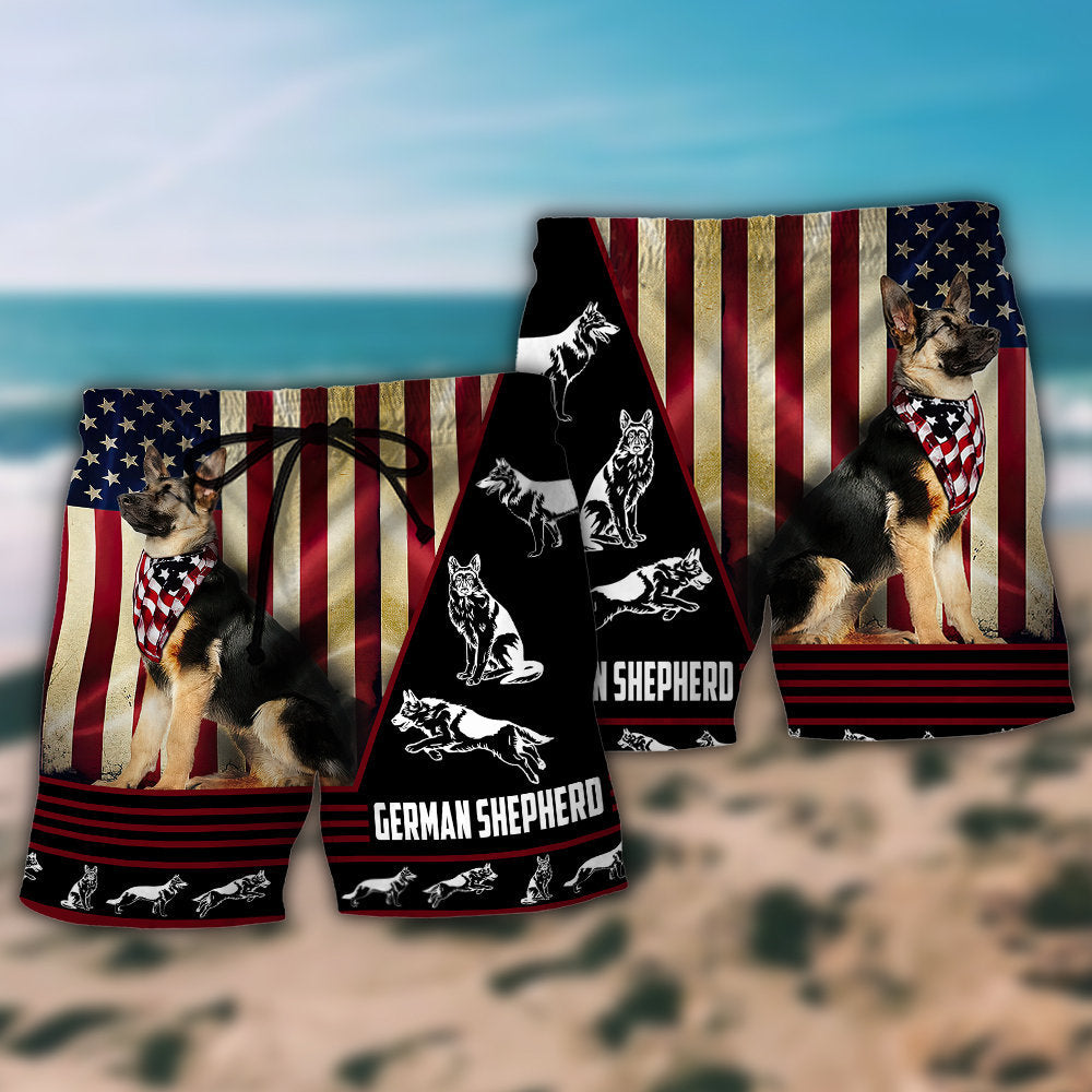 German Shepherd USA Flag – Beach Short