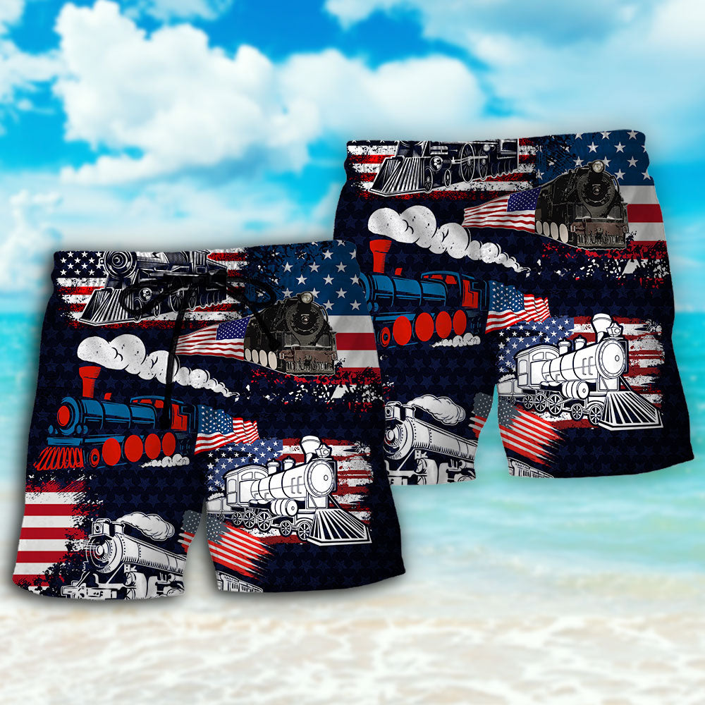 Train USA Independence Day Tribute - Beach Short