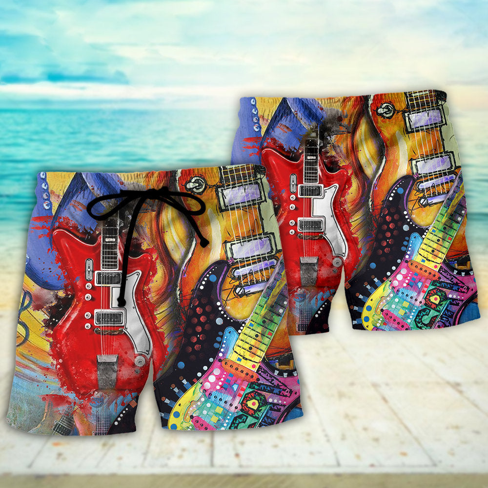 Guitar Galaxy Colorful Music Fantasy – Beach Short