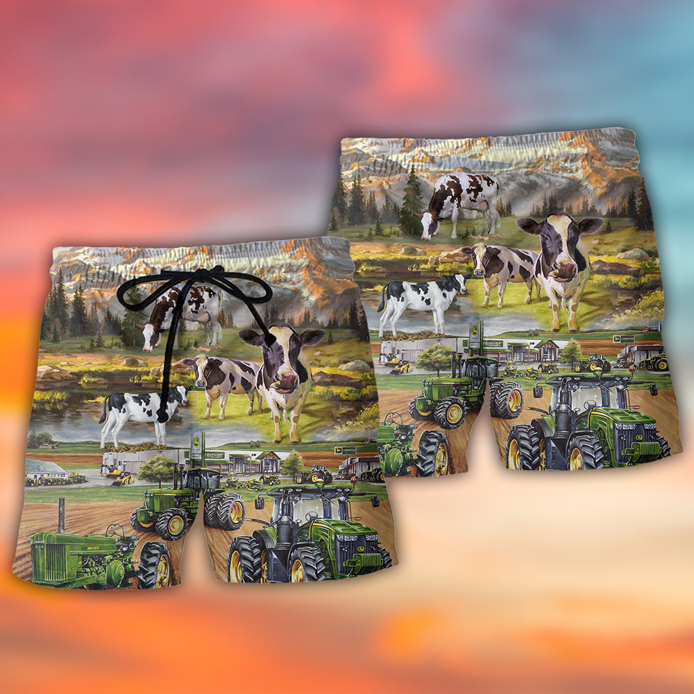 Tractor And Cow Farm Lover - Beach Short