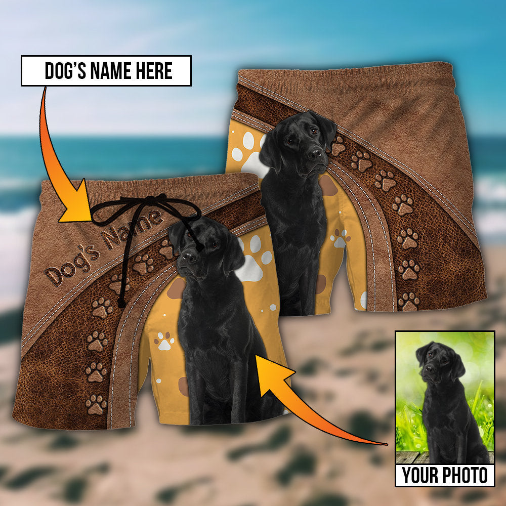 Dog Paw Various Leather Style Custom Photo Personalized - Beach Short