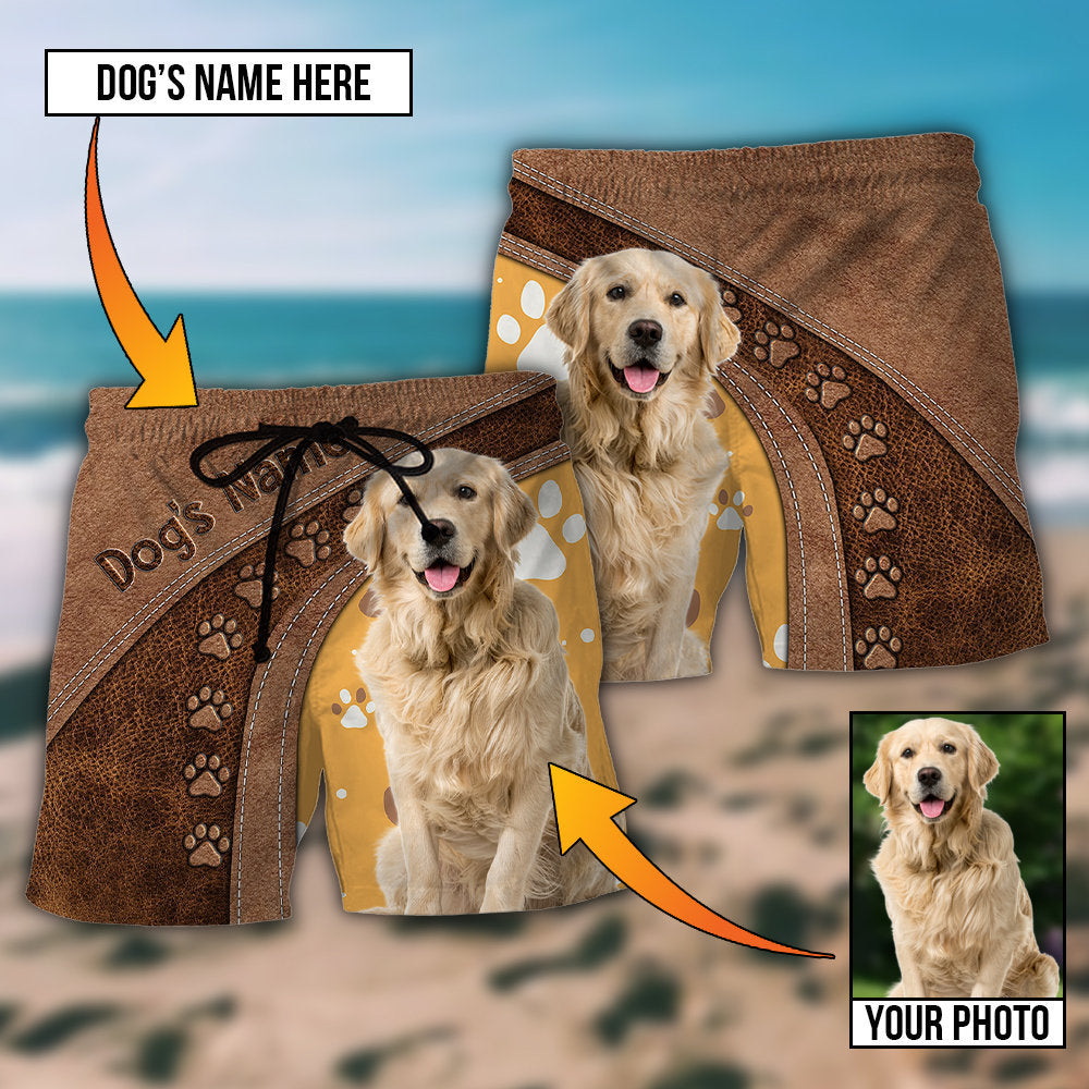 Dog Paw Various Leather Style Custom Photo Personalized - Beach Short