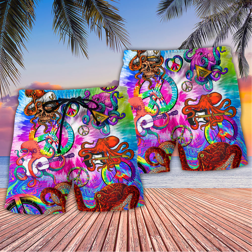Happy Hippie Octopus Tie Dye Art – Beach Short