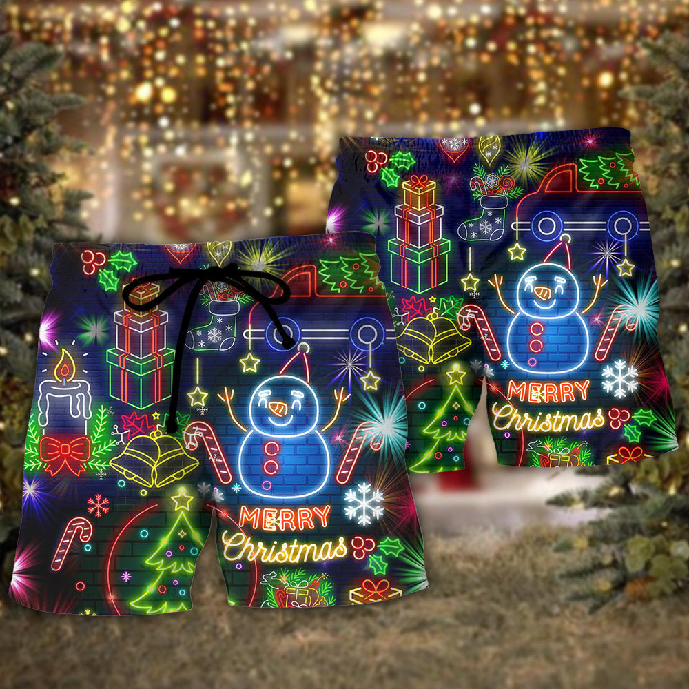 Merry Christmas Neon Holiday Lights – Beach Short
