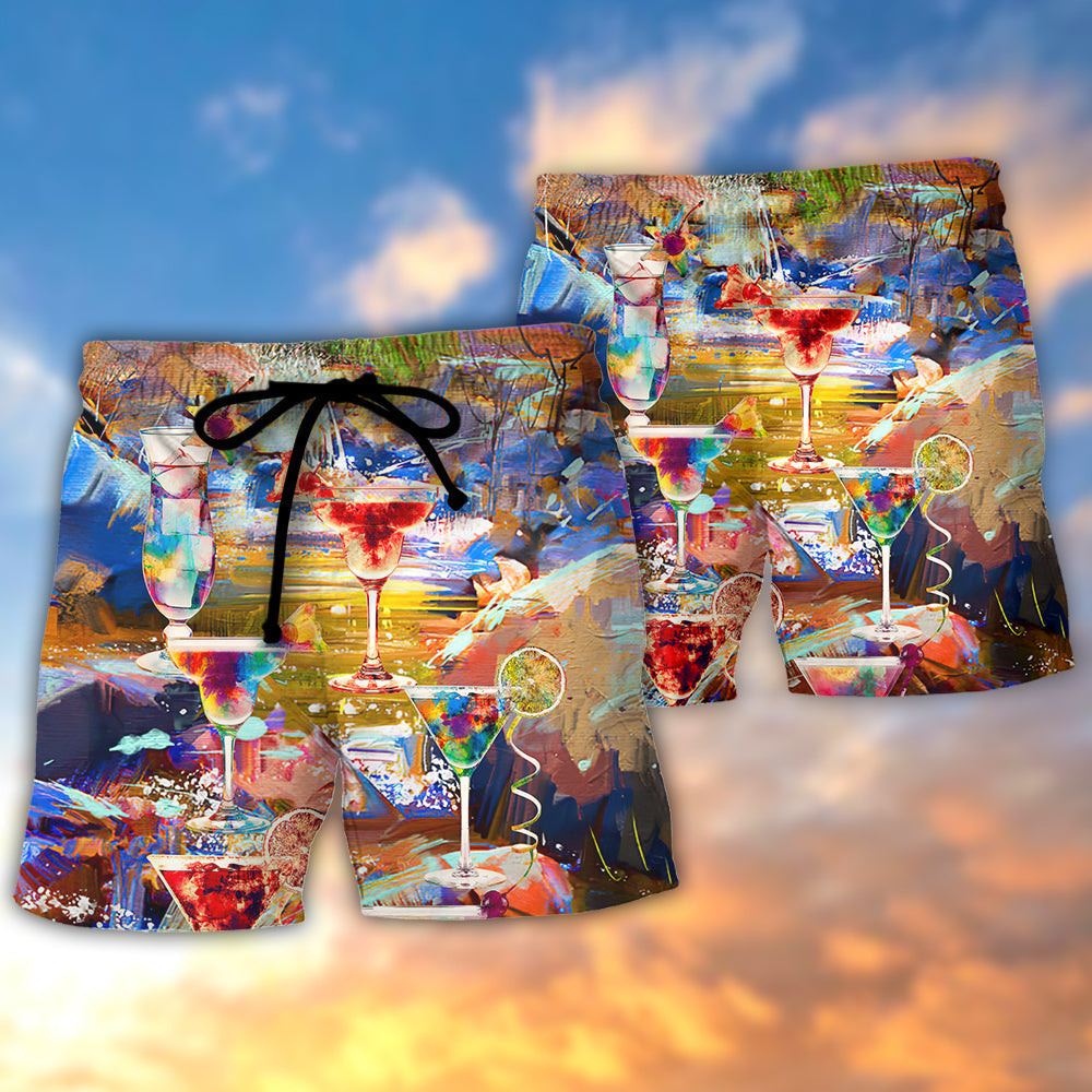 Cocktail Glass Party Vibes – Beach Short