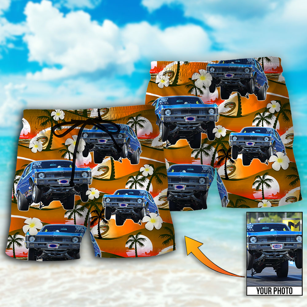 Car Floral Various Style Custom Photo – Beach Short