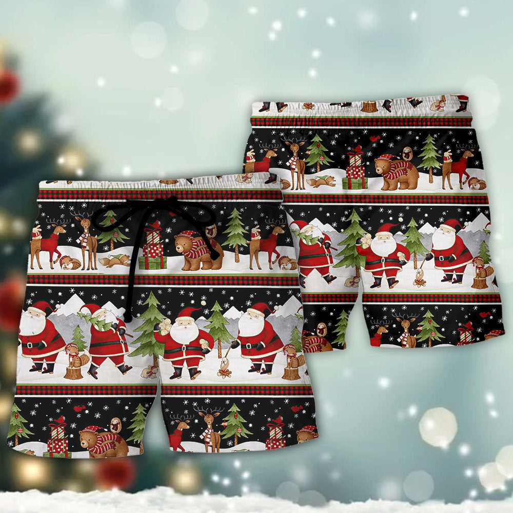 Christmas Happy Night Santa Reindeer Bear – Beach Short