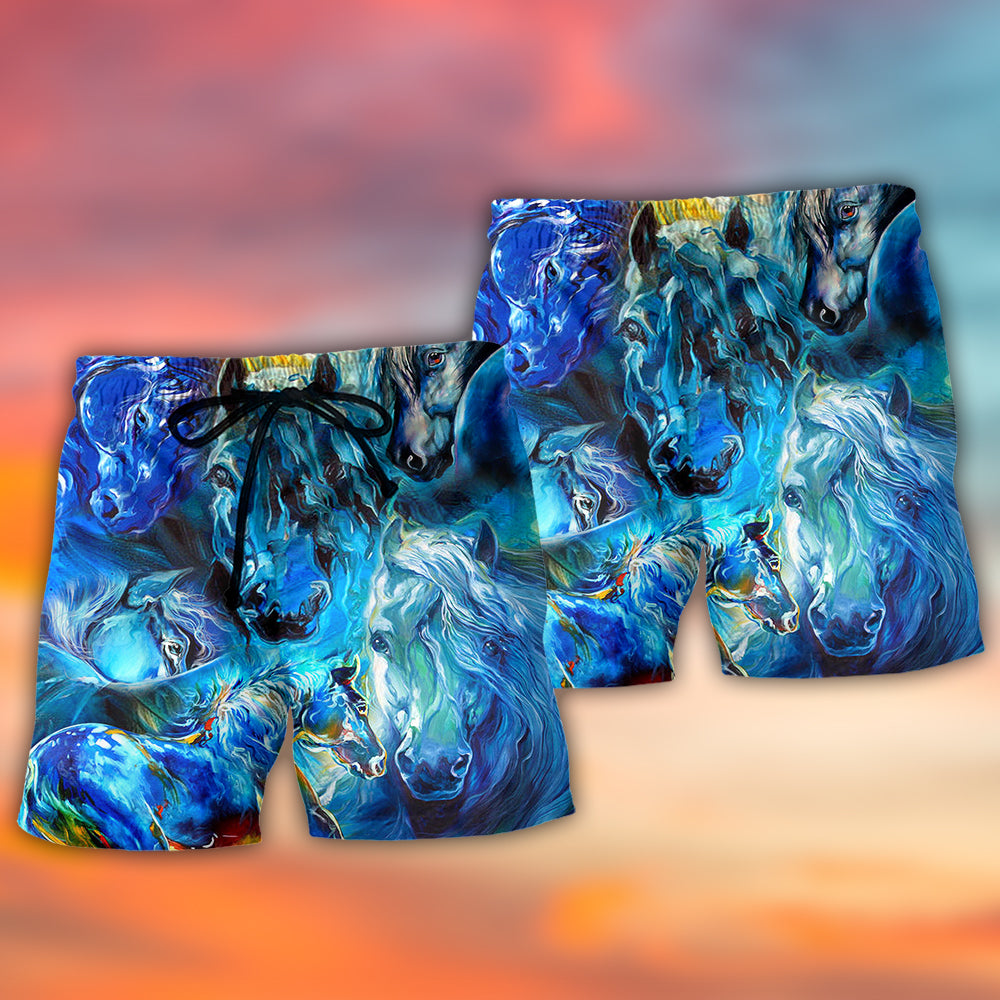 Blue Light Horse Face Modern – Beach Short
