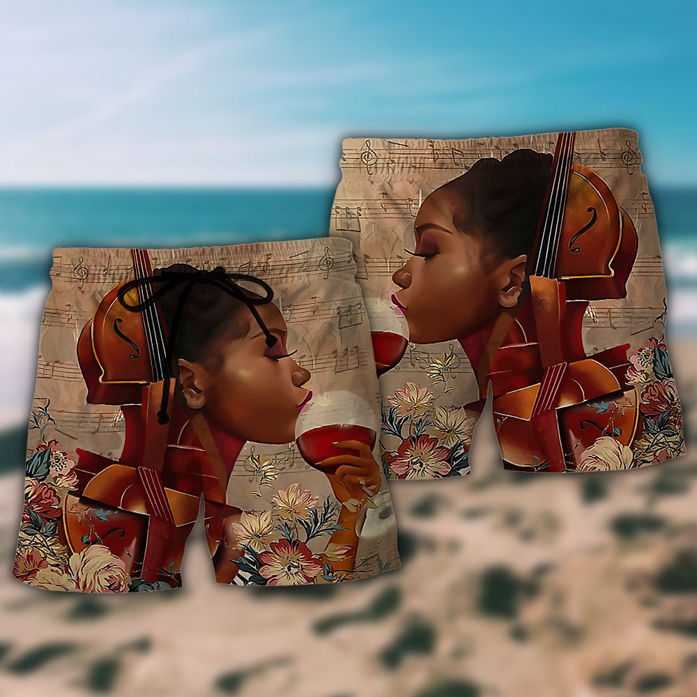 Music Distracted By Music And Wine - Beach Short