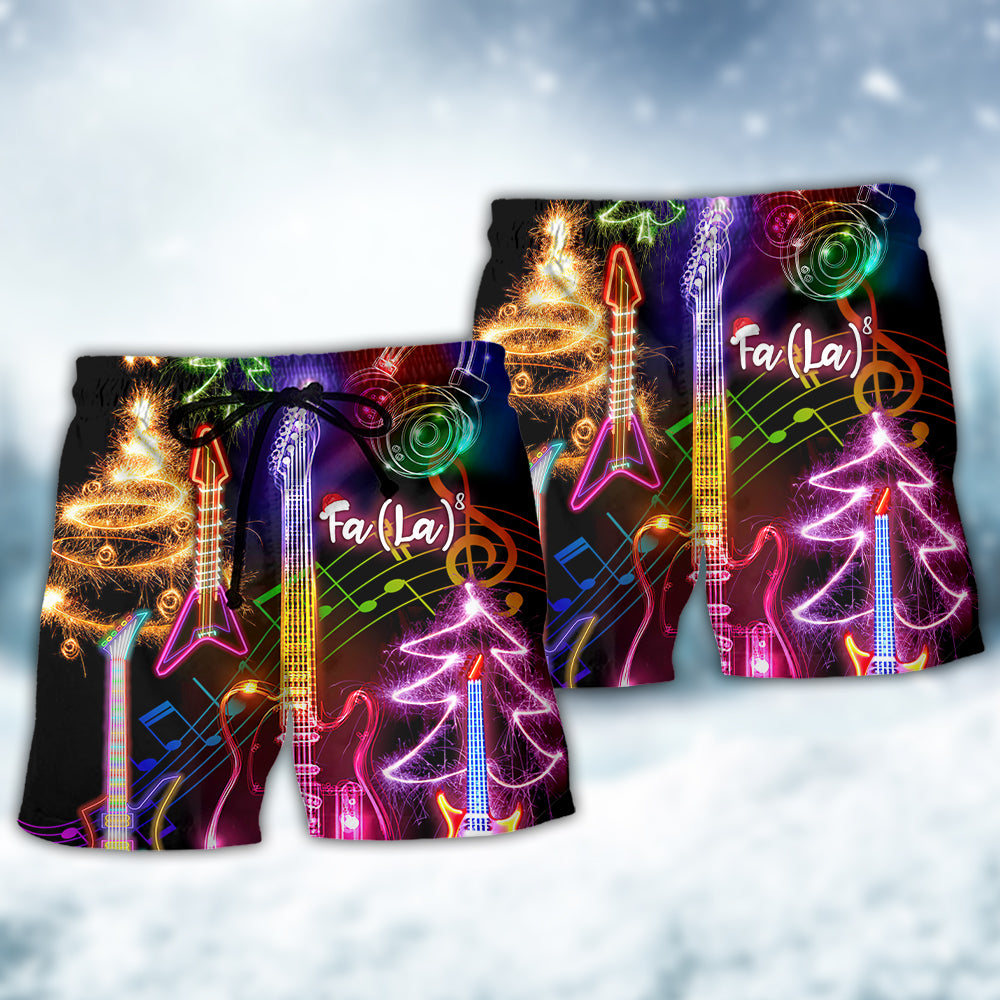 Christmas Guitar Tree Happy Glow Art – Beach Short