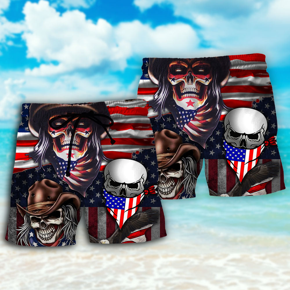 Cowboy Skull USA Independence Day - Beach Short