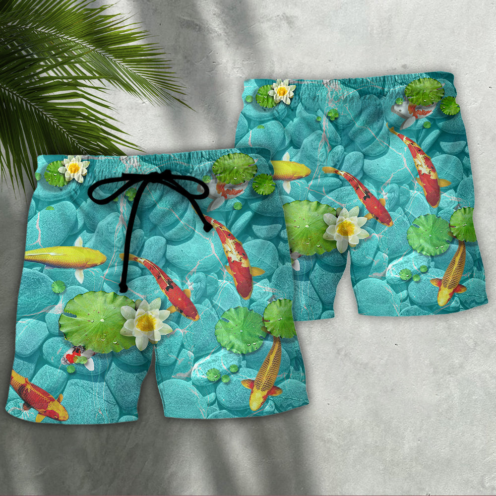 Koi Fish Landscape Art - Beach Short