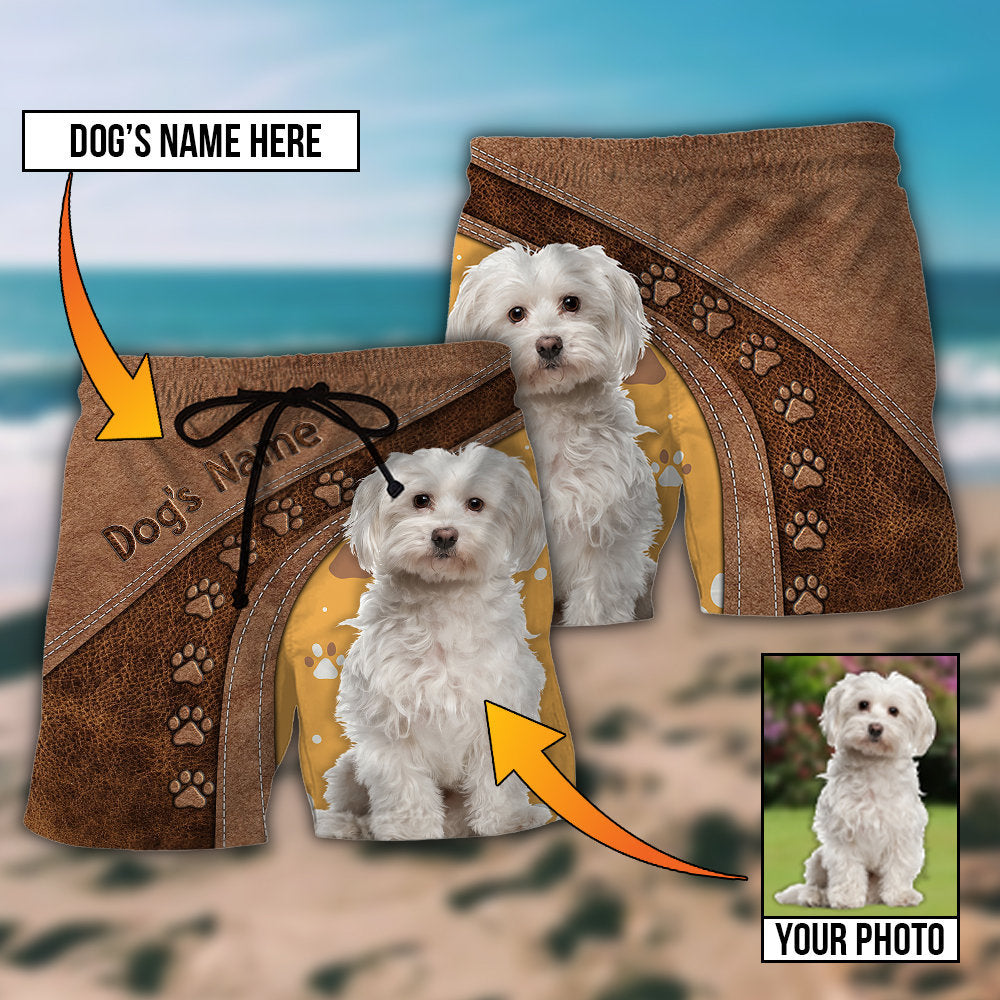 Dog Paw Various Leather Style Custom Photo Personalized - Beach Short
