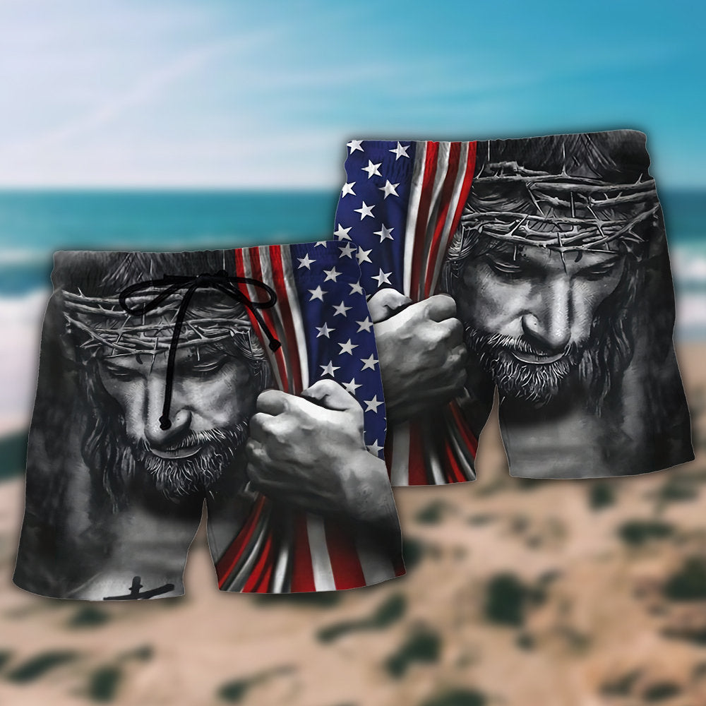 Jesus America One Nation Under God - Beach Short - Owls Matrix LTD