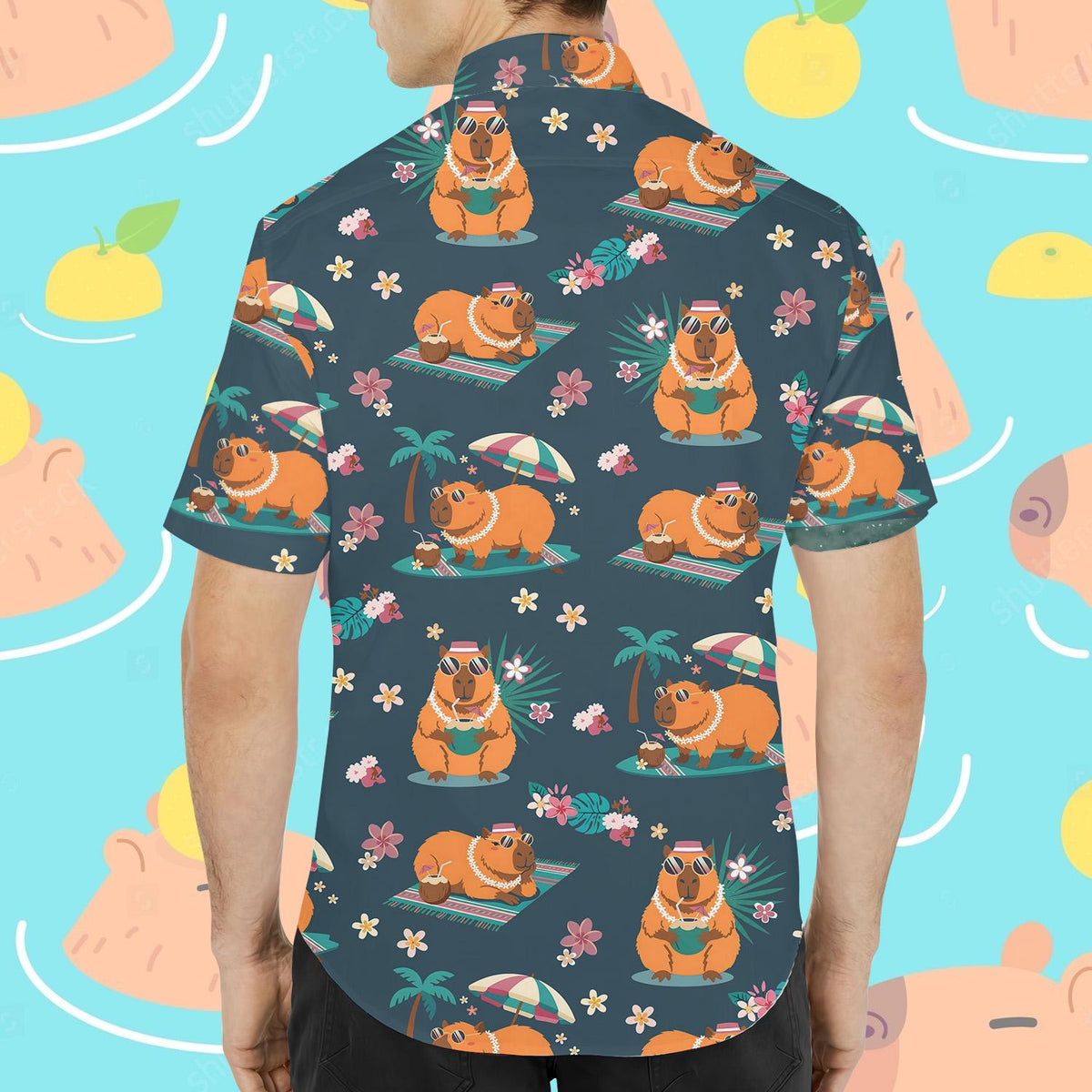 Cute Capybara Tropical Coconut Beach – Hawaiian Shirt