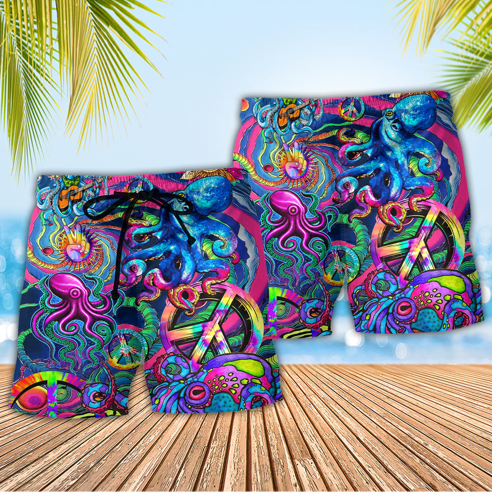 Hippie Octopus Colorful Tie Dye Style – Beach Short