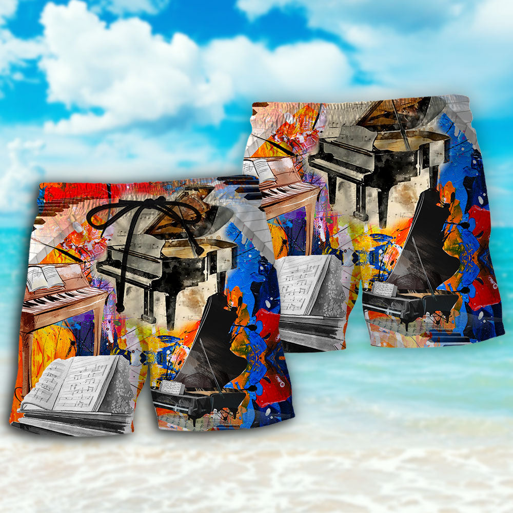 Piano Painting Music Art – Beach Short