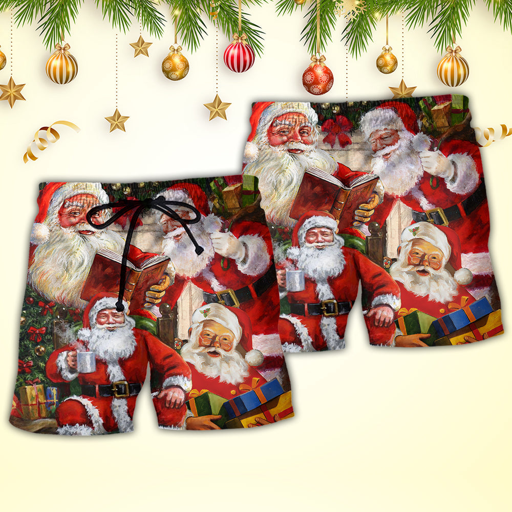 Christmas Santa Story Night Painting Style – Beach Short