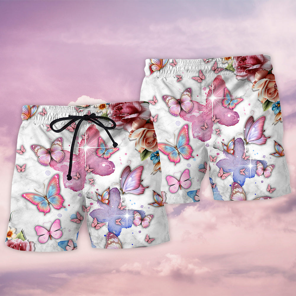 Butterfly Not A Widow Quote – Beach Short