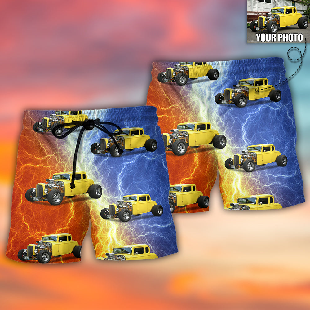 Hot Rod Lover Various Style Custom Photo – Beach Short