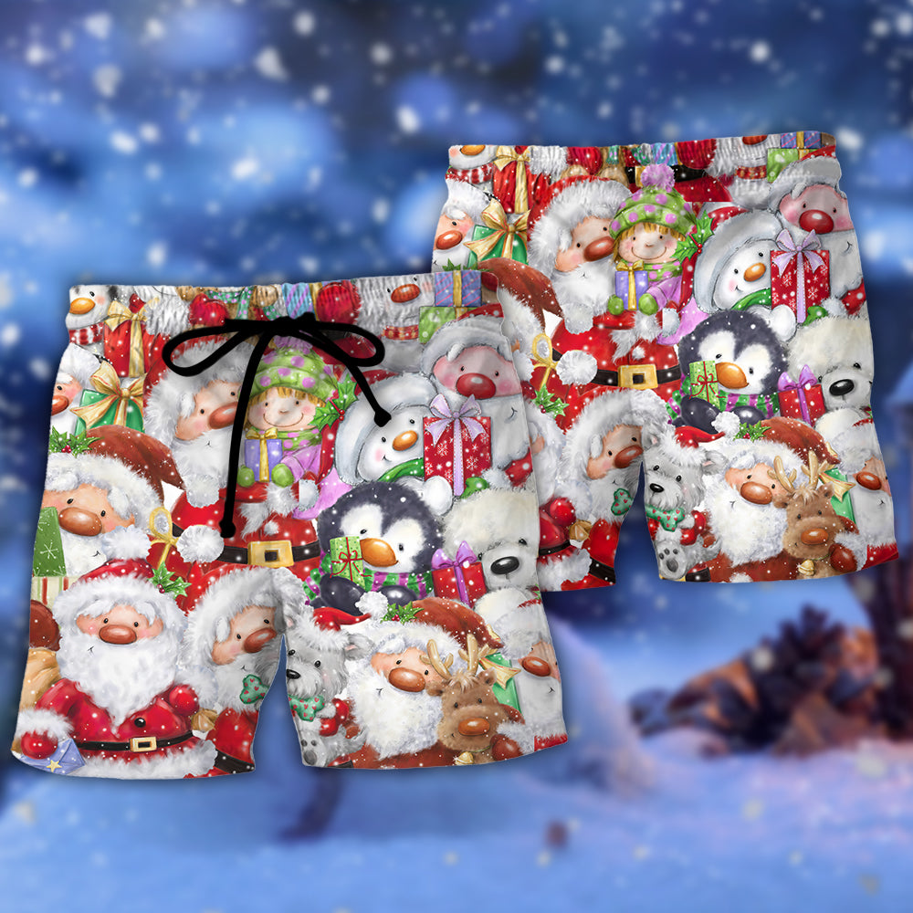Christmas Santa And Friends Holiday Joy – Beach Short