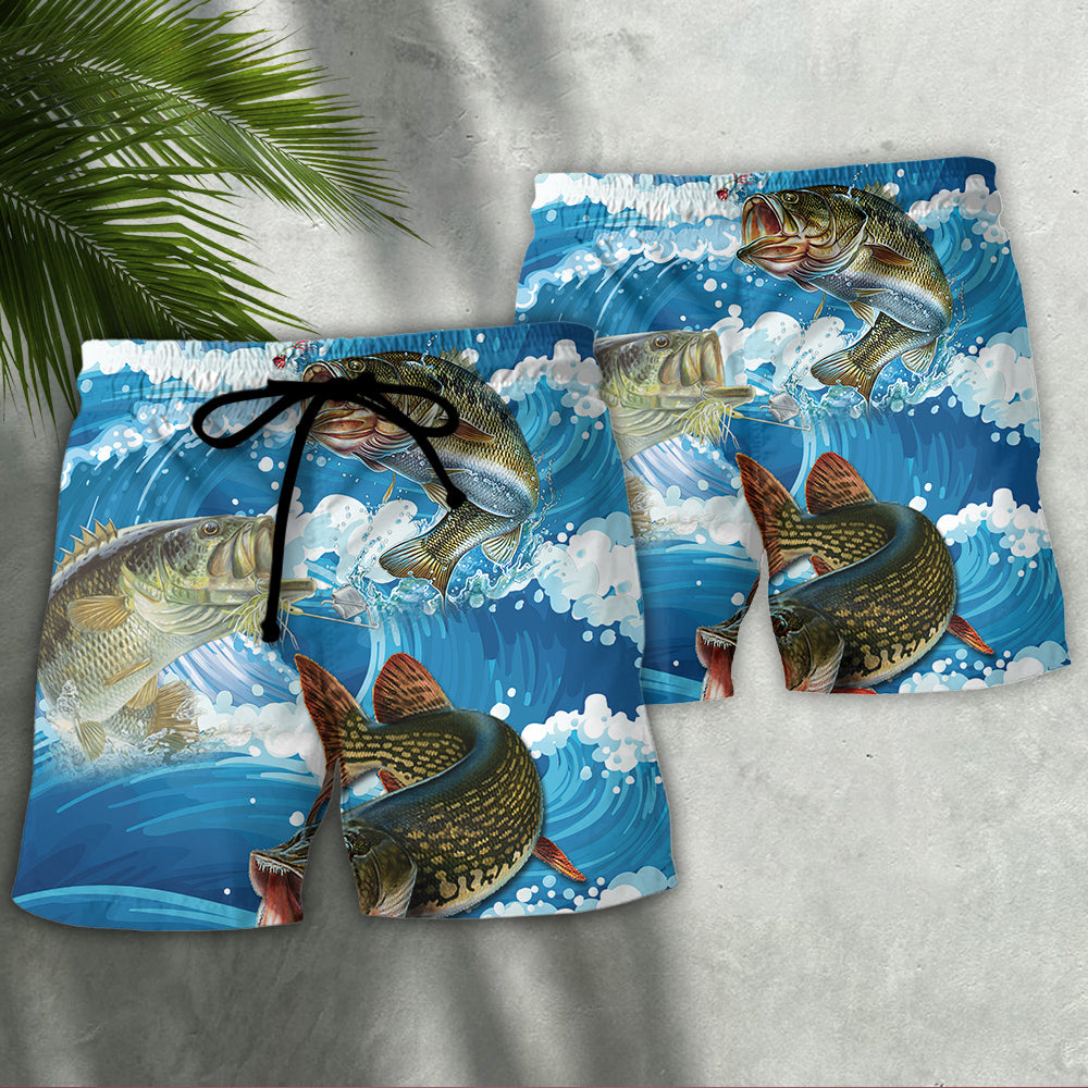 Fishing Blue Wave Ocean Style - Beach Short