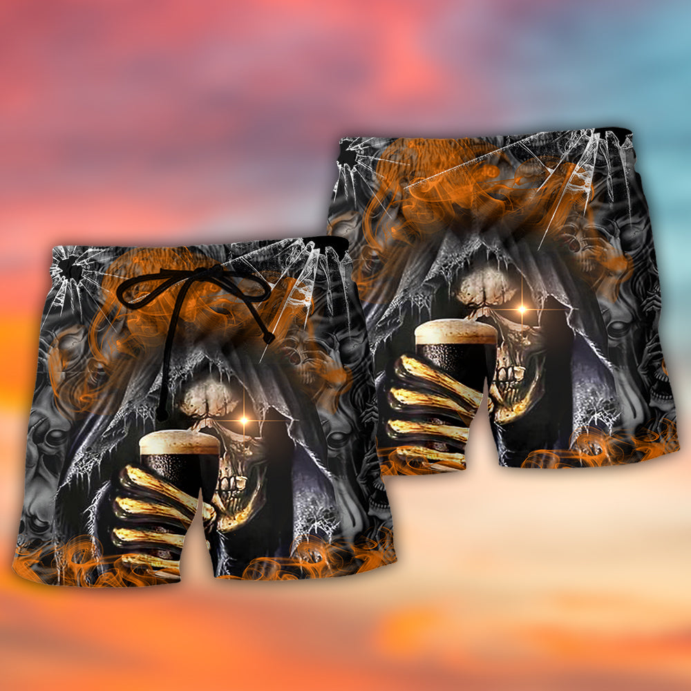 Skull Dark Drinking Orange Smoke – Beach Short