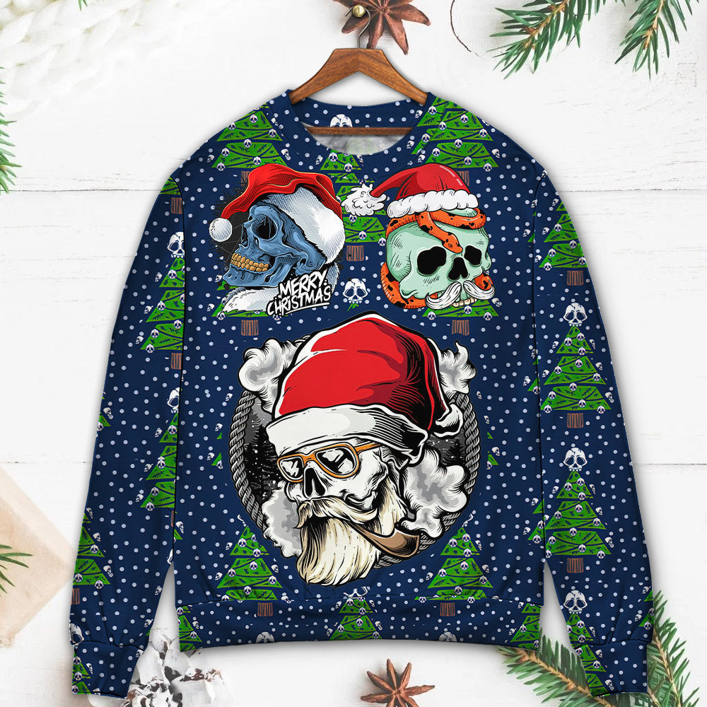 Christmas Skull Santa Hat Snow – Sweater - Ugly Christmas Sweater