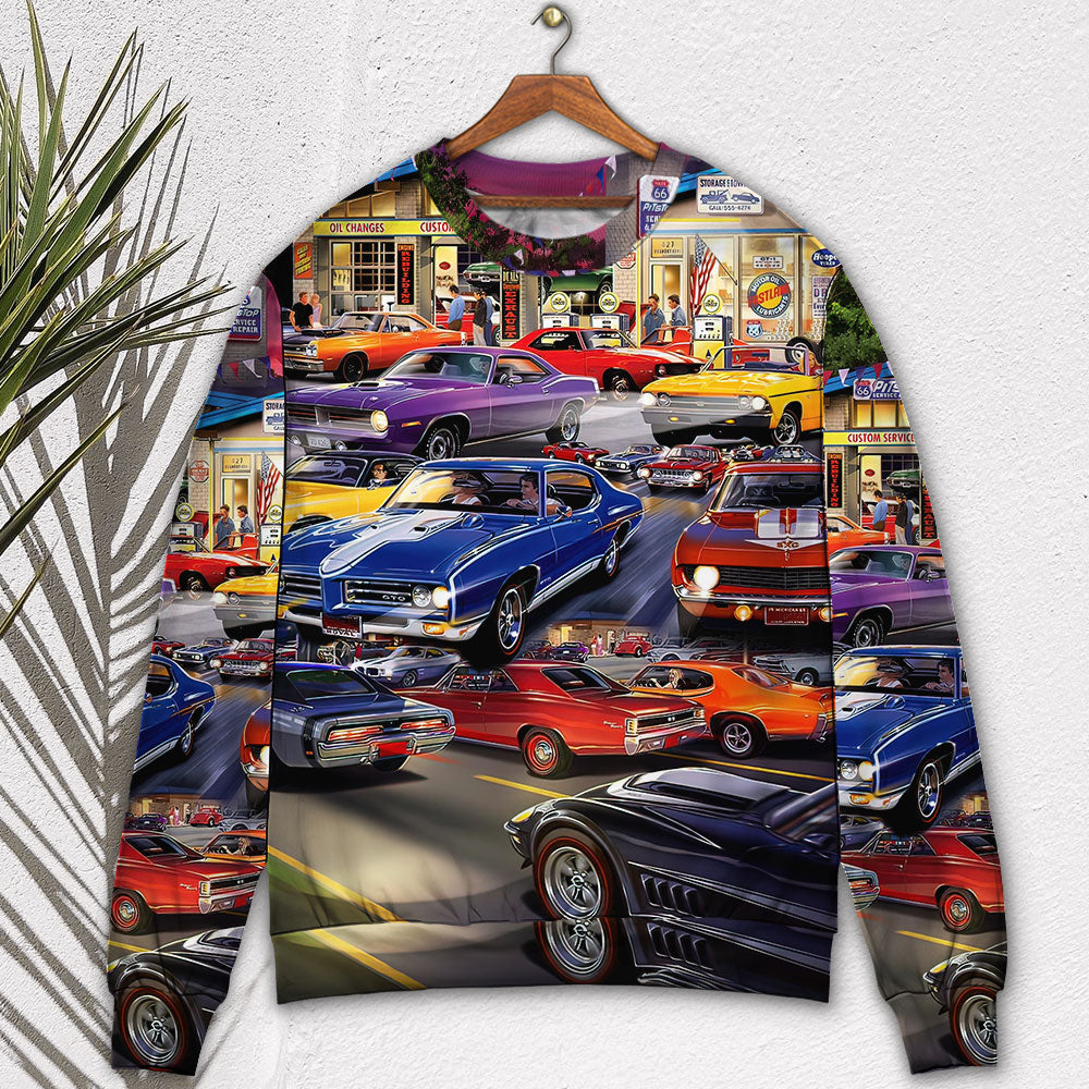 Classic Muscle Car Service Style – Sweater - Ugly Christmas Sweater