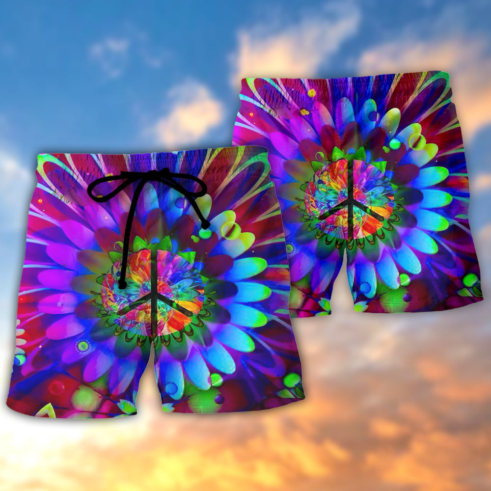 Hippie Love Is In The Air Flowers In My Hair - Beach Short - Owls Matrix LTD