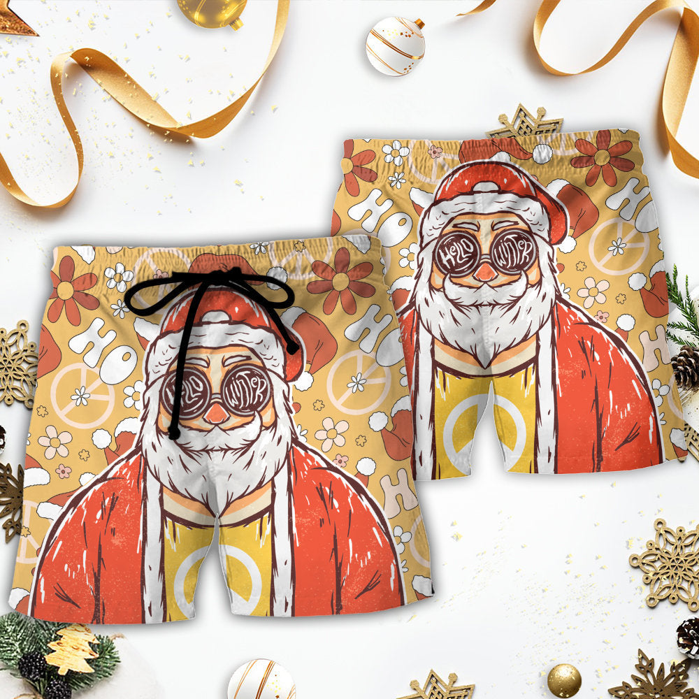 Christmas Santa Hippie Groovy Art – Beach Short