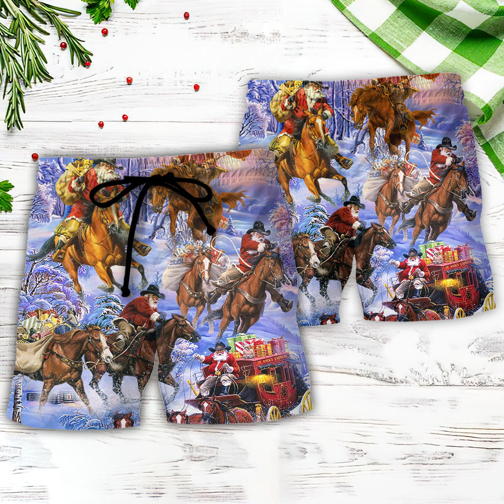 Christmas Santa And Horse Ho Ho Ho – Beach Short