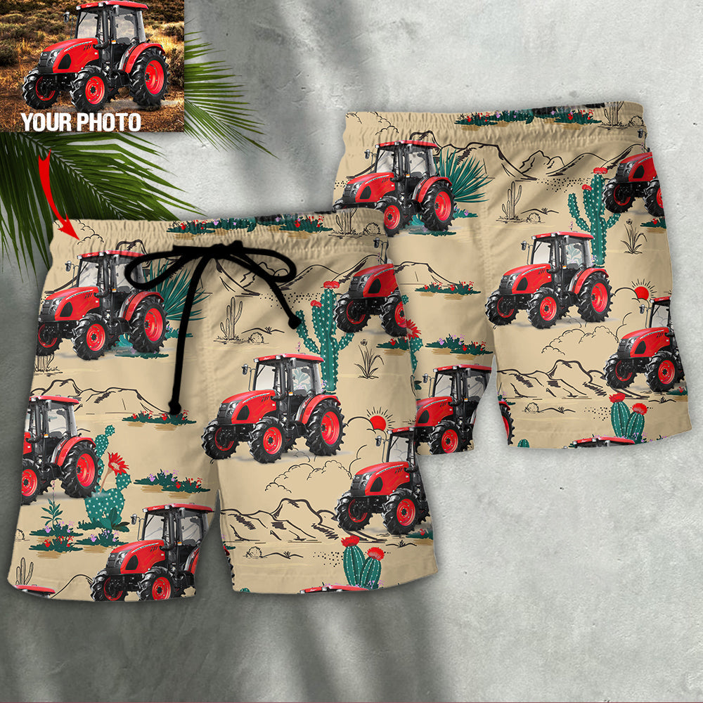 Tractor Desert Adventure Custom Photo - Beach Short