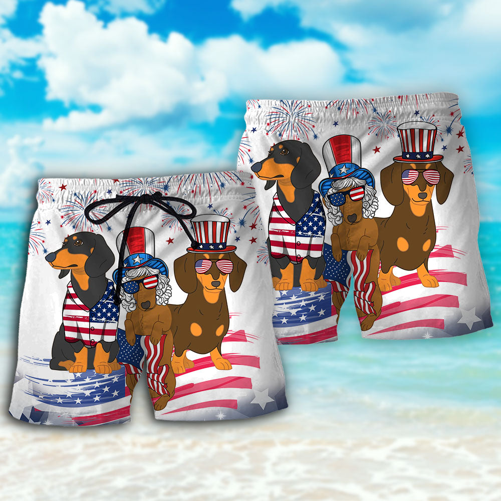 Dachshund USA Independence Day Fun – Beach Short