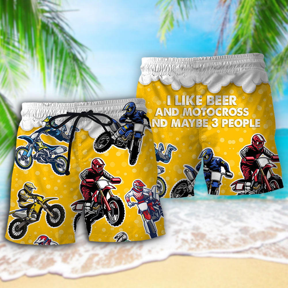 Beer I Like Beer And Motocross Style- Beach Short - Owls Matrix LTD