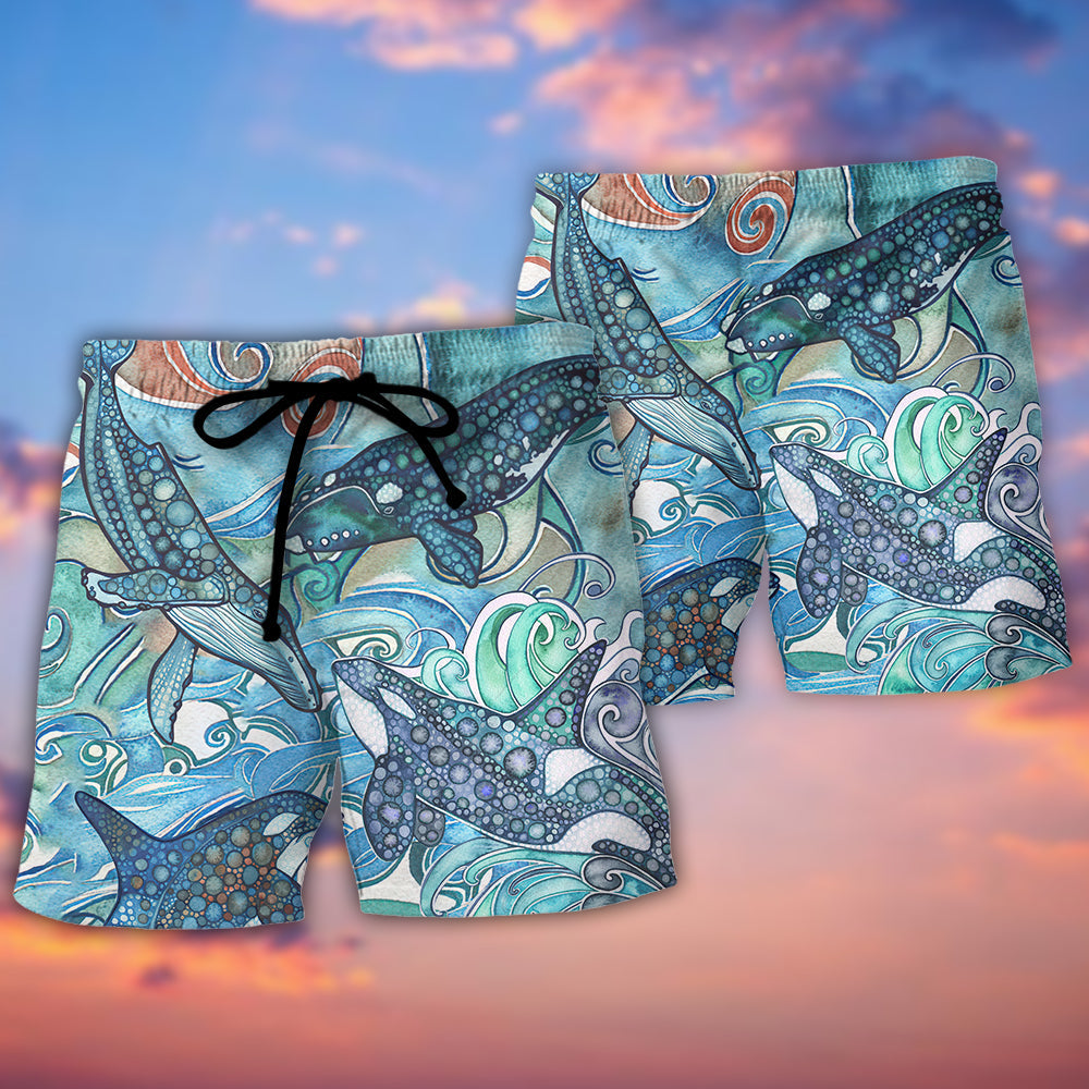 Shark Ocean Stained Glass Art – Beach Short