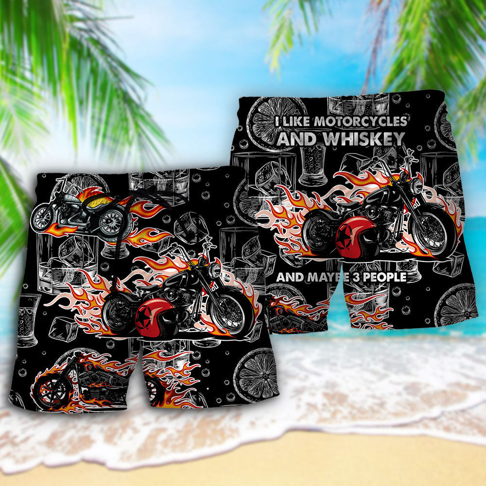 Motorcycle I Like Motorcycles And Whiskey - Beach Short - Owls Matrix LTD