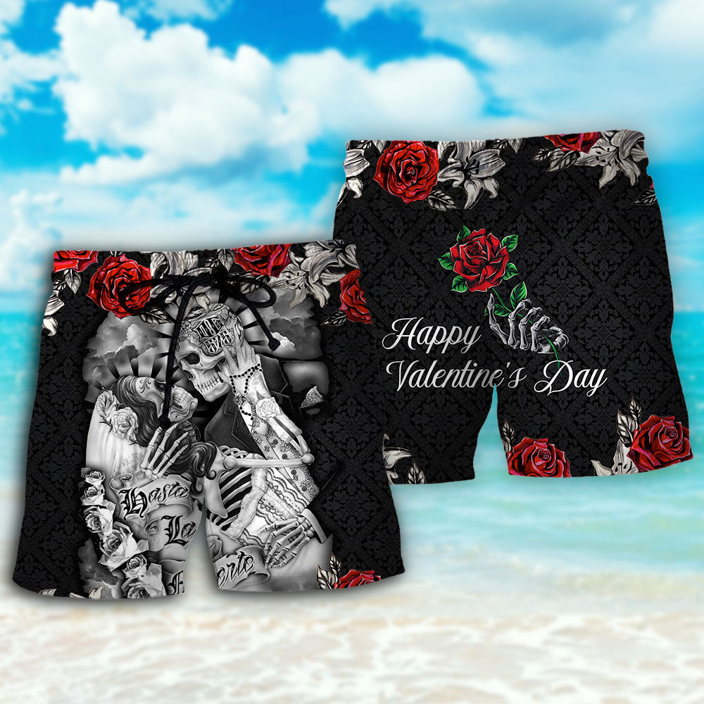 Skull Valentine Art - Beach Short
