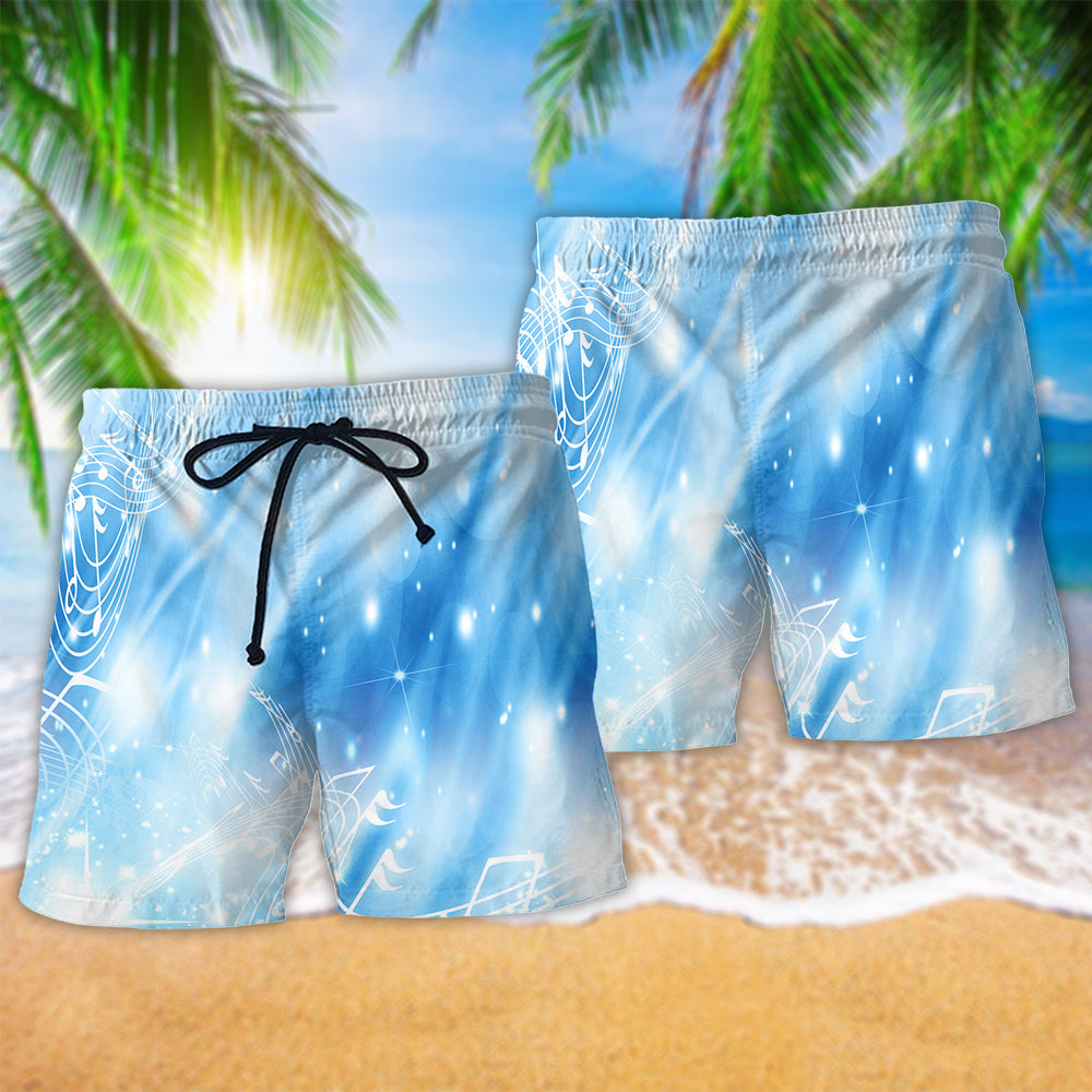 Musical Notes On Deep Blue Background – Beach Short