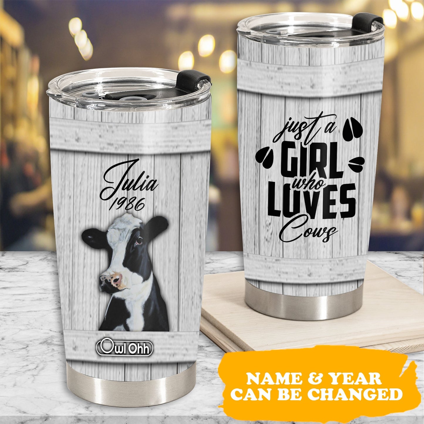 Cow Just A Girl Who Loves Cows Personalized 20 Oz Tumbler