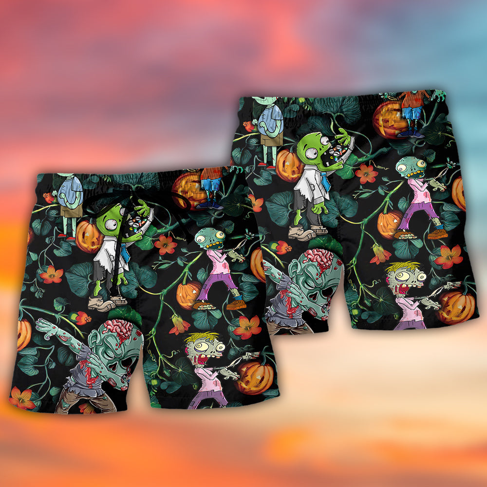 Halloween Zombie Tropical Pumpkin - Beach Short