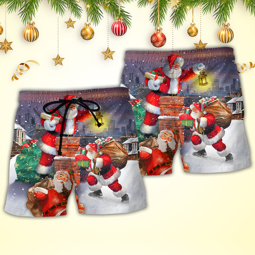 Christmas Santa Fun Holiday Art – Beach Short